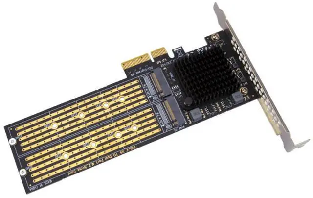 Main image of PCI-E X4 to Dual NVMe PCIe Adapter,M.2 NVMe SSD to PCI-E X8/X16 Card Support M.2 (M Key) NVMe SSD 22110/2280/2260/2242-AB01