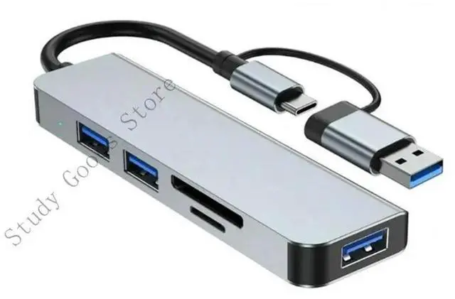 Alt view image 3 of 4 - Multifunctional Aluminum USB C Hub Supporting 5Gbps Transfer Speed & Double Card Reader Space Saving 5 Port USB C Dock