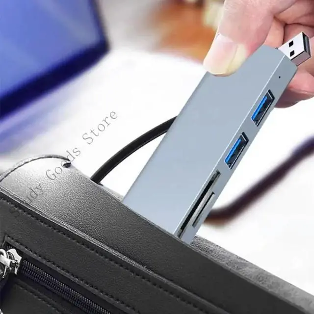 Alt view image 4 of 4 - Multifunctional Aluminum USB C Hub Supporting 5Gbps Transfer Speed & Double Card Reader Space Saving 5 Port USB C Dock