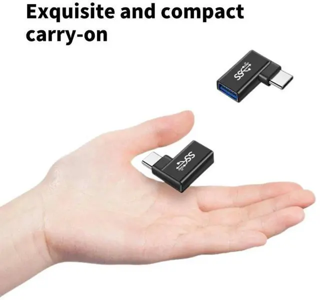 Alt view image 4 of 4 - High Speed USB C Male to USB Female Adapter 90 Degree Bend plugs & Plays for Car