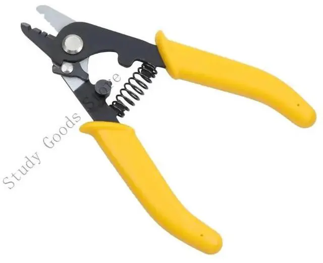 Alt view image 3 of 4 - Multifunctional Optical Fiber Stripper Tool 125um 3mm Capacity Wire Stripping Pliers Metal Construction Yellow Handles