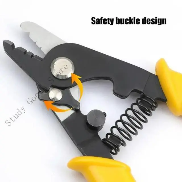 Alt view image 4 of 4 - Multifunctional Optical Fiber Stripper Tool 125um 3mm Capacity Wire Stripping Pliers Metal Construction Yellow Handles