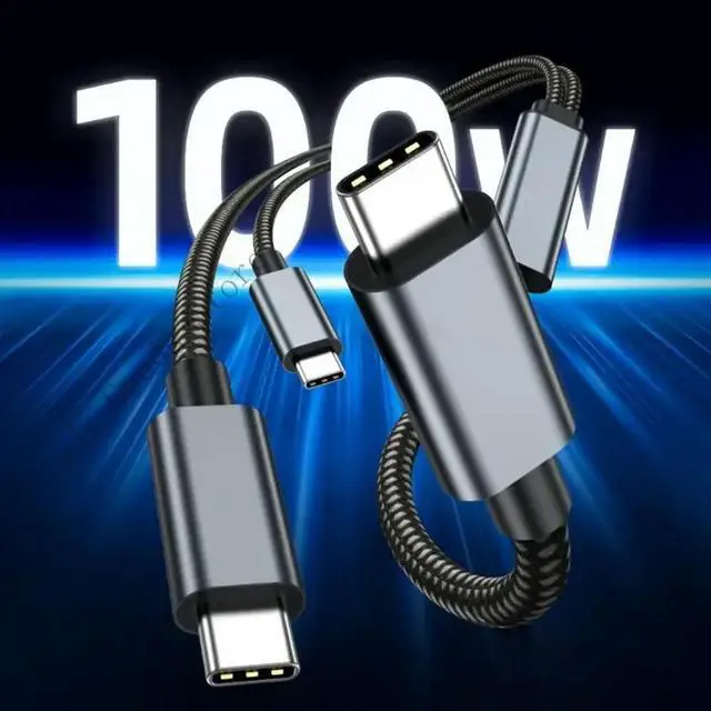 Alt view image 4 of 4 - Double USB C Cable 100W 2 in 1 Charging Cord Fast Speed Data Syncs Smartests Chip for Pad Devices
