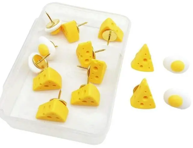 Alt view image 3 of 4 - 20Pcs Cheese Eggs Push Pins Cork Notice Board Thumb Tacks Drawing Pin Decorative Pushpin for Office Bulletin Board