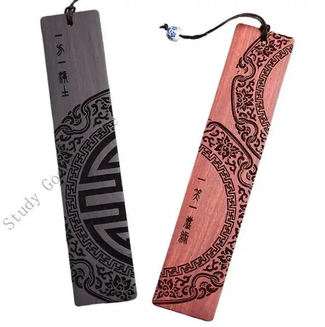 Alt view image 3 of 4 - 2Pieces Vintage Carved Bookmarks Bookmarks with Pendant for Book Lover Student Teacher Kids Adult Reading Aids