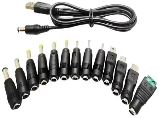 Alt view image 3 of 4 - Multi Connectors USB to Power Cable with 13 Adapters 5V USB to 5.5x2.1mm Power