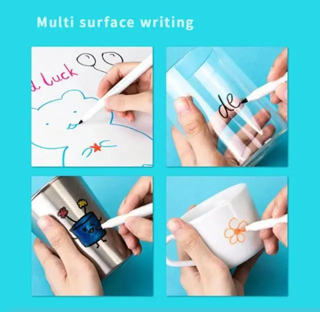 Alt view image 4 of 4 - 8Pieces Erasable Marker Pen 8 Color Whiteboard Marker Refillable Colored Marker Quick Drying Whiteboard Pen for Office