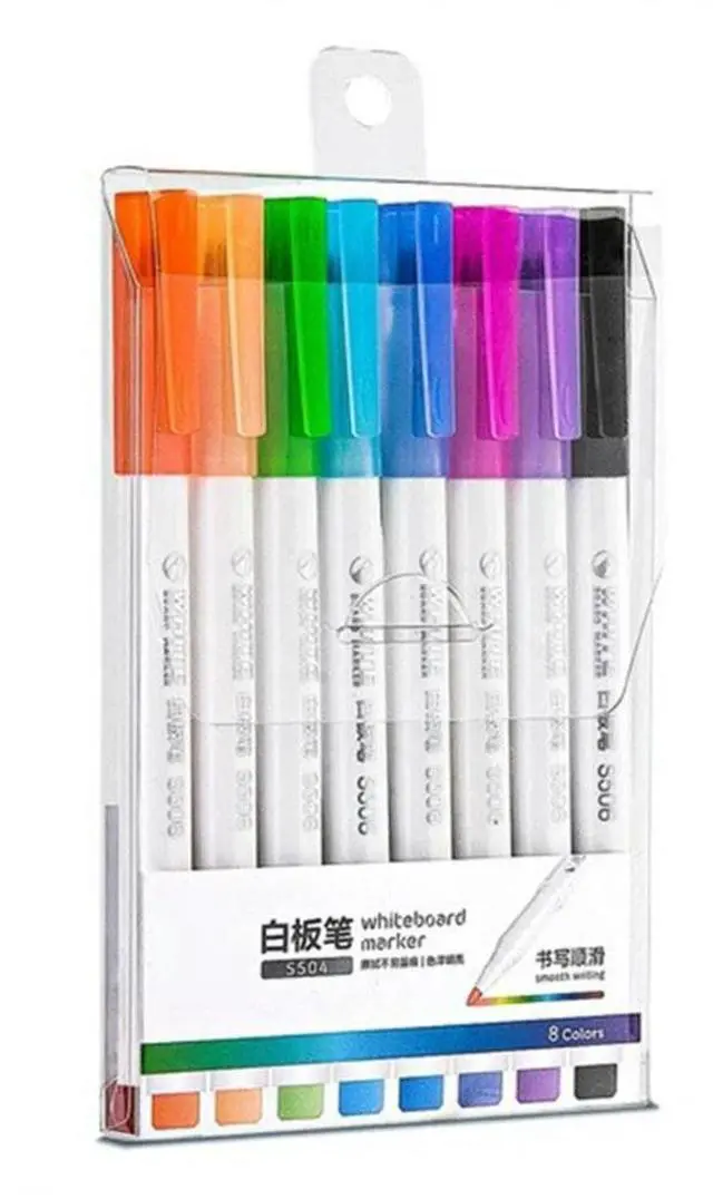 Alt view image 3 of 4 - 8Pieces Erasable Marker Pen 8 Color Whiteboard Marker Refillable Colored Marker Quick Drying Whiteboard Pen for Office