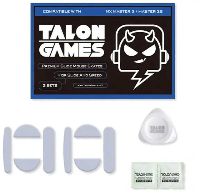 Main image of 2Sets TALONGAMES Custom White Curved Edge Mouse Skates Mouse Feet for MX Master 3 / 3S Gaming Mouse Glides