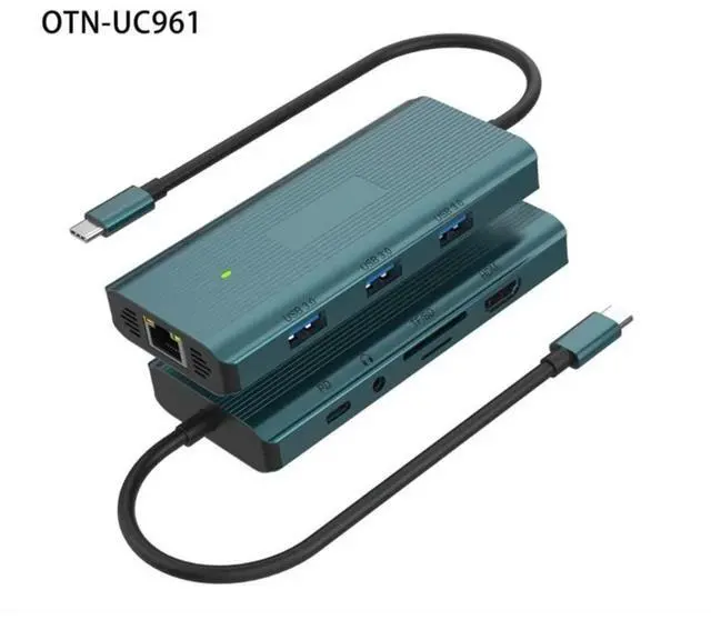 Main image of USB C Hub, 9 in 1 Type C Multiport Adapter with 1000M Ethernet Port, 4K30Hz HDTV Port, 3 USB3.0 Ports 100W Charging Dock