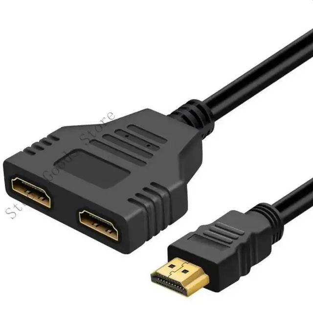 Alt view image 2 of 2 - HDTV Splitter Cable Male 1080P to Double Female 1 to 2 Output HDTV Splitter Adapter Cable for LED LCD Simultaneous