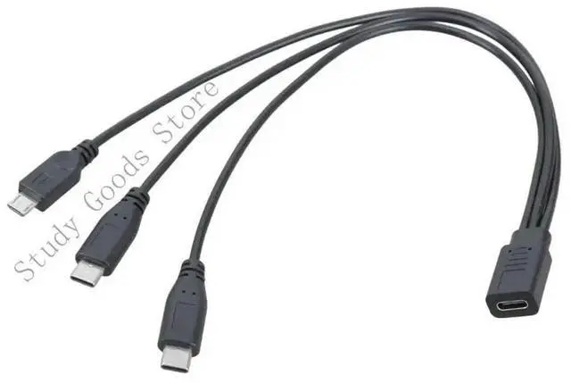 Main image of Charging Adapter Cable for Phone Tablet Universal Charging Cord USB C Female to 2 Type-C & 5Pin USB Male Cable 30cm