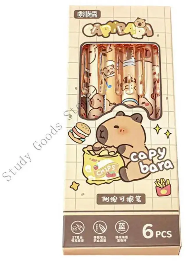 Main image of 6 Pcs 0.5mm Gel Pen Neutral Pen Capybara Erasable Pen Quick-Drying Gel Pen School Supplies for Student Teacher