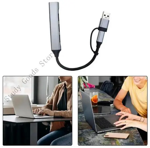 Alt view image 2 of 4 - Multipurpose USB And Type C 4 in 1 Hub Adapter Compact Aluminum Alloy Portable Design For Multiple Device Connection