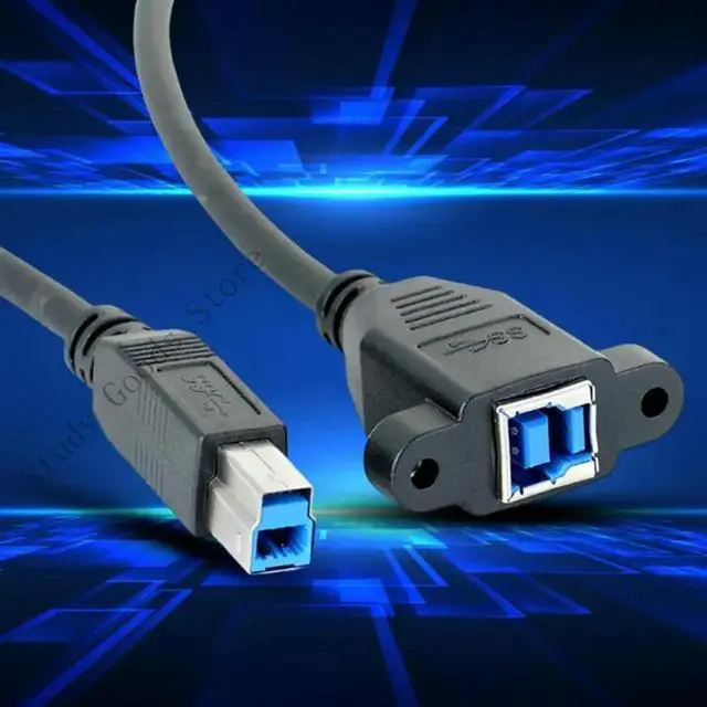Alt view image 2 of 2 - USB B Male To Female Printer Cable 5Gbps Data Transfer Screw Mount Panel Durability Construction 50cm 20inch Length
