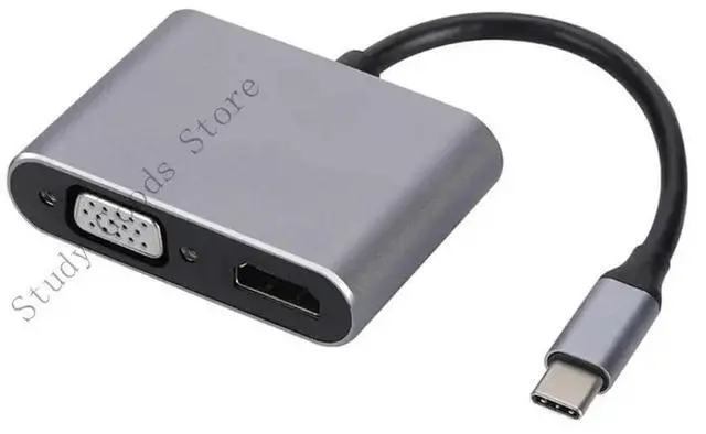 Main image of USB C to HDTV VGA Adapter 4K@30Hz USB C Adapter Double Monitor Output Heat Dissipation For Laptop Smartphone