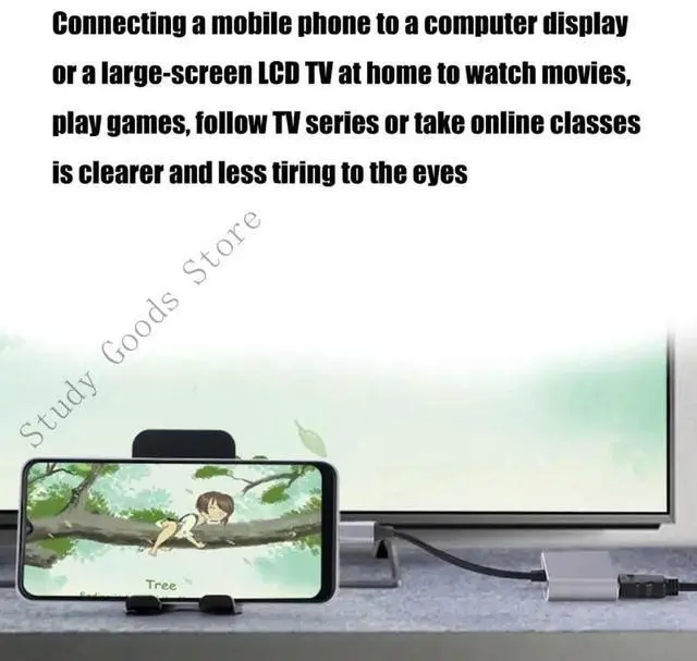 Alt view image 2 of 4 - USB C to HDTV VGA Adapter 4K@30Hz USB C Adapter Double Monitor Output Heat Dissipation For Laptop Smartphone