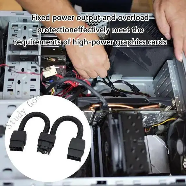 Alt view image 2 of 4 - 12VHPWR Adapter 2x 8Pin to 16Pin GPU Extension Cable for 3090Ti 4070Ti 4080 4090 Graphics Card GPU Connector Accessories