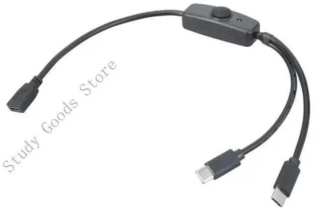 Main image of USB 5Pin to Double Type C Splitter Charging Cable with Switching and LED for Simultaneous Device Charging