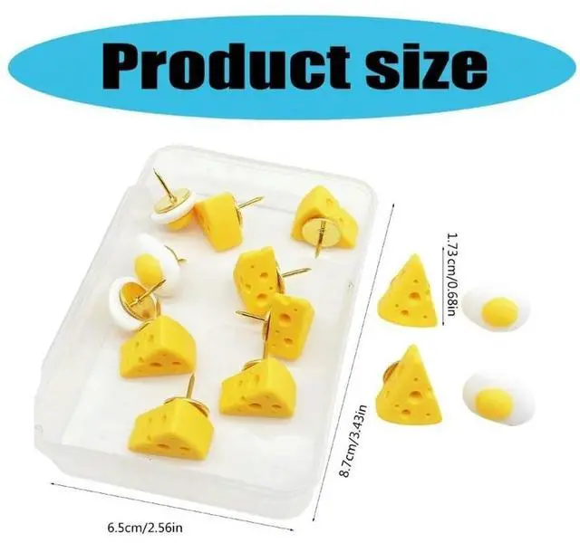 Alt view image 2 of 4 - 20Pcs Cheese Eggs Push Pins Cork Notice Board Thumb Tacks Drawing Pin Decorative Pushpin for Office Bulletin Board