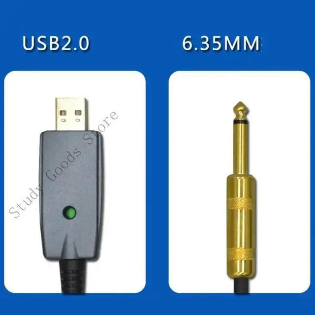 Alt view image 2 of 2 - 300cm USB Male to 6.35mm Male Guitar Converter Cable for Digital Music Devices