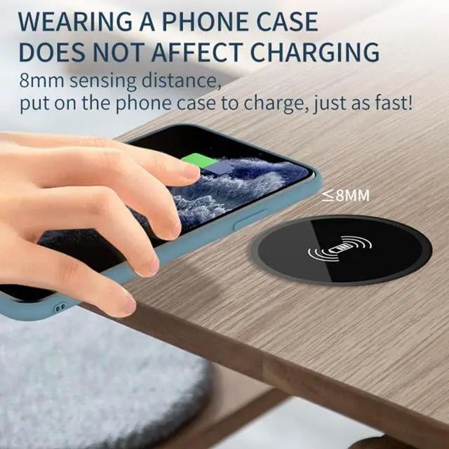 Alt view image 2 of 2 - 15W Built in Desktop Wireless Charger Desktop Furniture Embedded Qi Fast Wireless Charger Charging For 13 /12 Galaxy S22 S20U