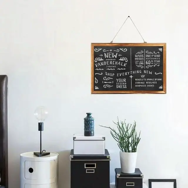 Alt view image 2 of 2 - Rectangle Hanging Wooden Message Blackboard Chalkboard Wordpad Sign Kids Board For Restaurant, Bar, Office, home