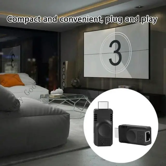 Alt view image 2 of 2 - HDTV RJ45 Extender 60M Networking Ethernet LAN HDTV to RJ45 Converters Extender 1080P