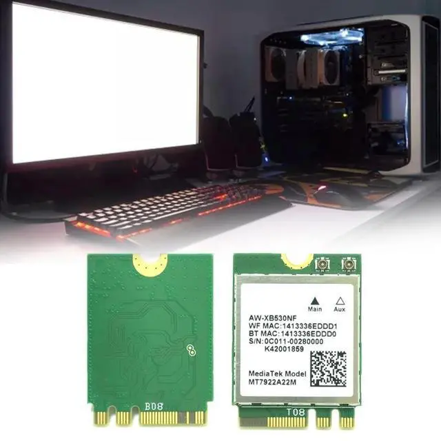 Alt view image 2 of 4 - Wi-Fi 6E MT7922 (RZ616) AW-XB530NF Wireless LAN- Card 802.11AX WiFi BT5.2 Adapter 2400M NGFF-M2Card 2.4G/5G/6G