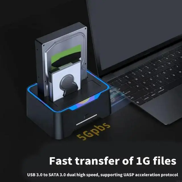 Alt view image 2 of 2 - Type C Double Bay Hard Dock Station 5Gbps Fast Speed Transfer for 3.5 or 2.5inch Hard Disks with Cloning Function