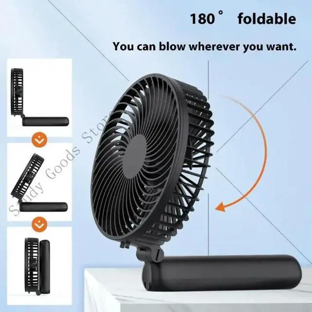 Alt view image 2 of 2 - Portable Handheld High Speed Cooling Fan 10000mAh 3 Speed Adjustable Cooling Fan Rechargeable Folding Fan for Camping