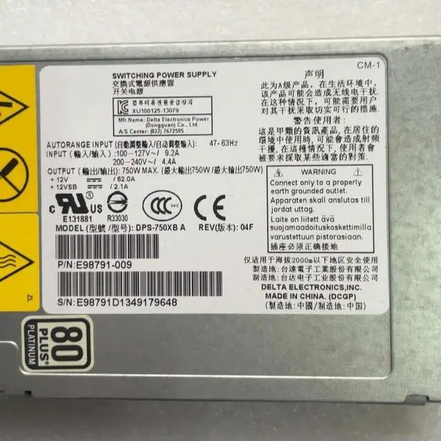 Alt view image 2 of 2 - DPS-750XB A Switching Power Supply 750W E98791-010 E98791 CRPS Hot Swap PSU ForServer Power 80 Plus Platinum