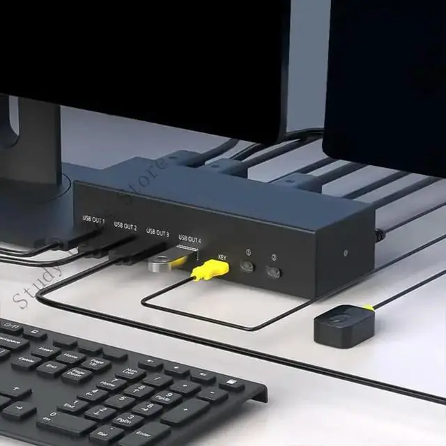 Alt view image 2 of 2 - Displayport KVM Switcher Mouse Keyboards Sharing Switcher8K60Hz/4K120Hz Double Monitors Support DisplayPort Interfaces