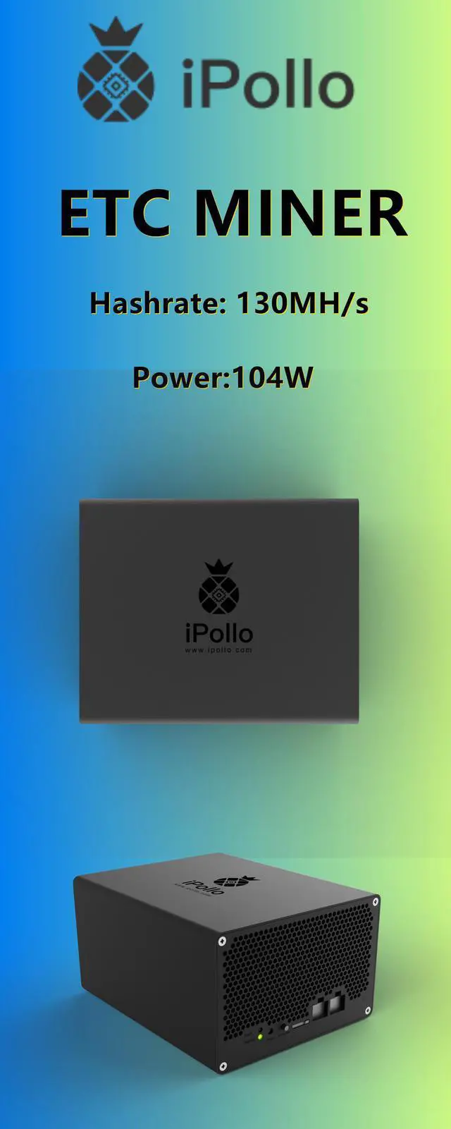 Alt view image 6 of 8 - iPollo V1 ETC miner 130mh/s 104W ETC, ZIL, ETP, EXP Ready Stock