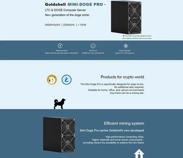 Alt view image 4 of 5 - Ready Ship New Goldshell Mini Doge Pro 205MH/s 220W Upgrade Version From Mini Doge WITH PSU