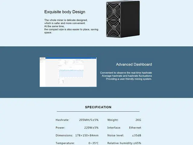 Alt view image 5 of 5 - Ready Ship New Goldshell Mini Doge Pro 205MH/s 220W Upgrade Version From Mini Doge WITH PSU