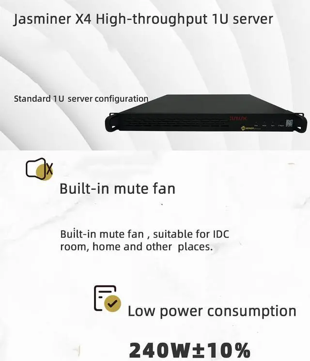 Alt view image 4 of 6 - Used Only 2 months Jasminer X4 1U miner 520mh/s Hashrate ETC miner 180 days waranty
