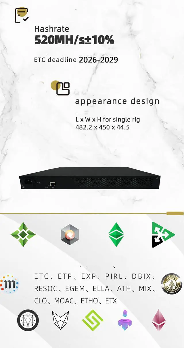 Alt view image 5 of 6 - Used Only 2 months Jasminer X4 1U miner 520mh/s Hashrate ETC miner 180 days waranty