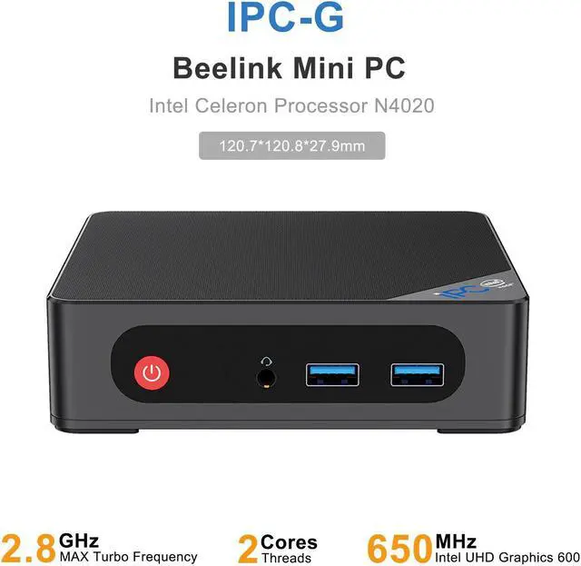 Main image of Beelink Mini PC IPC-G, Intel N4020(up to 2.80GHz), Mini PC Gaming DDR4 2400MHz, RAM-4/8GB SSD-64/128GB Computer for Office Home