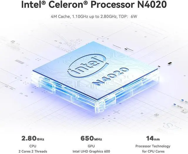 Alt view image 2 of 7 - Beelink Mini PC IPC-G, Intel N4020(up to 2.80GHz), Mini PC Gaming DDR4 2400MHz, RAM-4/8GB SSD-64/128GB Computer for Office Home
