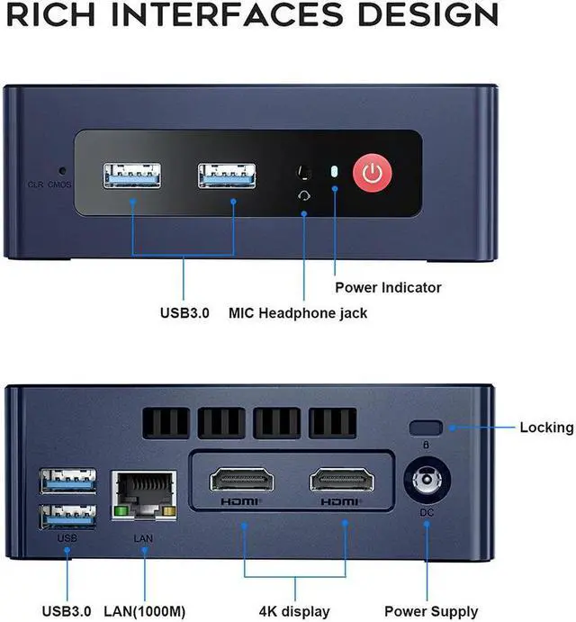 Alt view image 6 of 7 - Beelink Mini PC MINIS, Intel N5095(4C/4T,4M Cache, 2.0GHz up to 2.9GHz), RAM-8GB SSD-256GB, Mini PC Gaming for Office Home