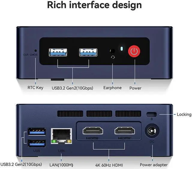 Alt view image 6 of 7 - Beelink Mini Pc MINI S12 Pro, Intel N100(up to 3.4GHz), RAM-16GB SSD-500GB, DDR4 Gaming Mini Pc for Office Home 4K