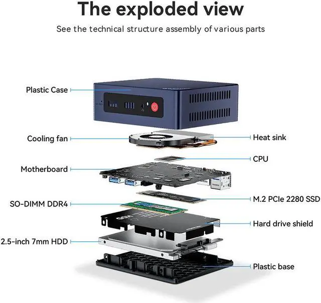 Alt view image 7 of 7 - Beelink Mini Pc MINI S12 Pro, Intel N100(up to 3.4GHz), RAM-16GB SSD-500GB, DDR4 Gaming Mini Pc for Office Home 4K