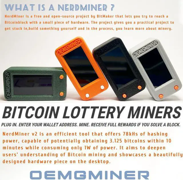 Alt view image 4 of 7 - OEMGMINER Btc Lottery Nerdminer V2 Pro T-Display S3 78KH/S Bitcoin Solo Lottery Miner