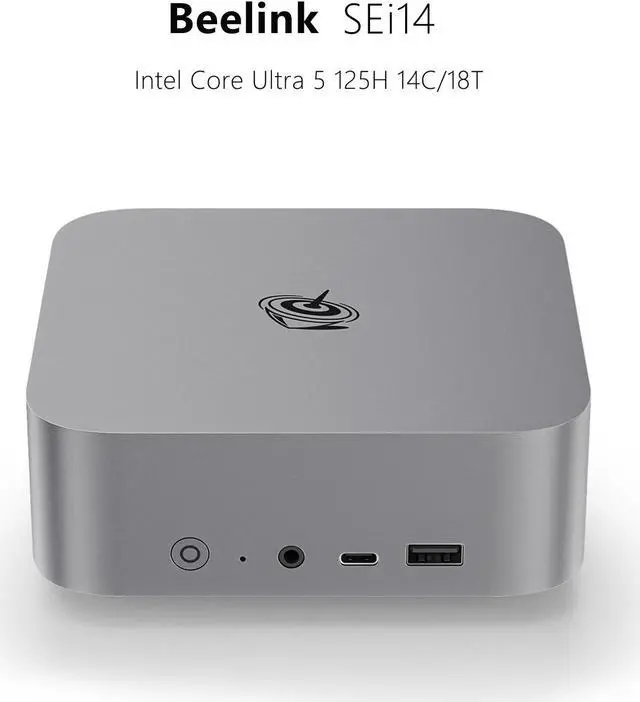 Main image of Beelink Mini PC SEi14, Intel Core Ultra 5 125H(up to 4.5GHz), RAM-32GB SSD-1TB, DDR5 5600MHz, WiFi6 Bluetooth5.2, Mini PC Gaming Office Home, DP HDMI PC Gray
