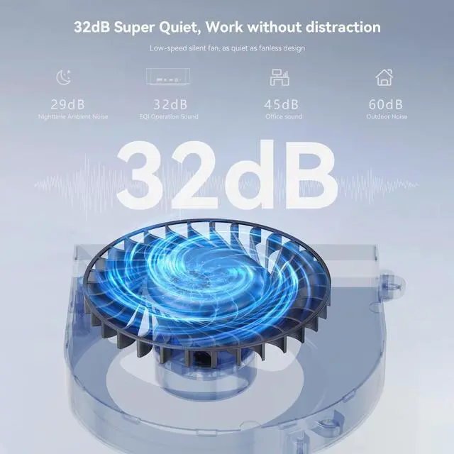Alt view image 2 of 7 - Beelink Mini PC EQi12, Intel Core i7-12650H(up to 4.7GHz), RAM-24GB SSD-1TB, DDR5 5200MHz, WiFi6 Bluetooth5.2, Mini PC Gaming Office Home, HDMI PC Dark Blue