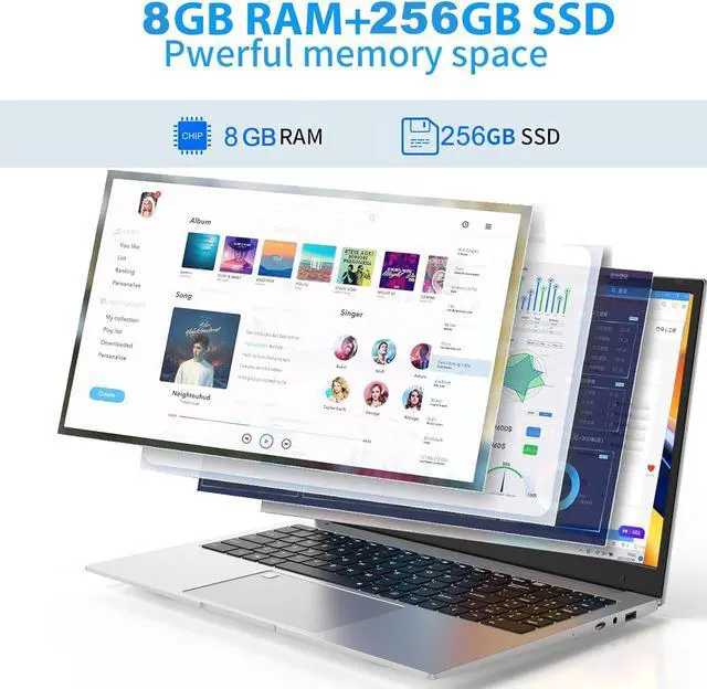Alt view image 2 of 7 - Goldshell 15.6'' Laptop Intel N5095 RAM-8GB SSD-256GB Win 10 Notebook Computer Gaming Laptop
