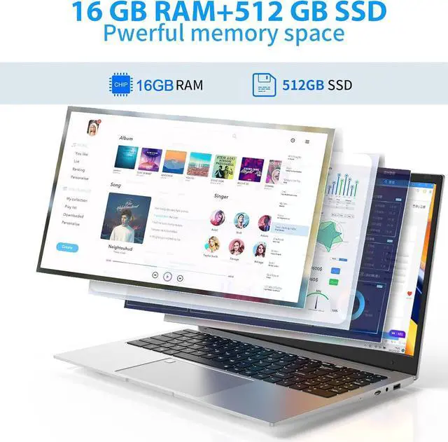 Alt view image 2 of 7 - Goldshell 15.6'' Laptop Intel N5095 RAM-16GB SSD-512GB Win 10 Notebook Computer Gaming Laptop