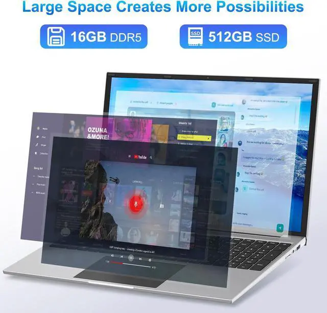 Alt view image 7 of 7 - Goldshell 15.6'' Laptop Intel N5095 RAM-16GB SSD-512GB Win 10 Notebook Computer Gaming Laptop