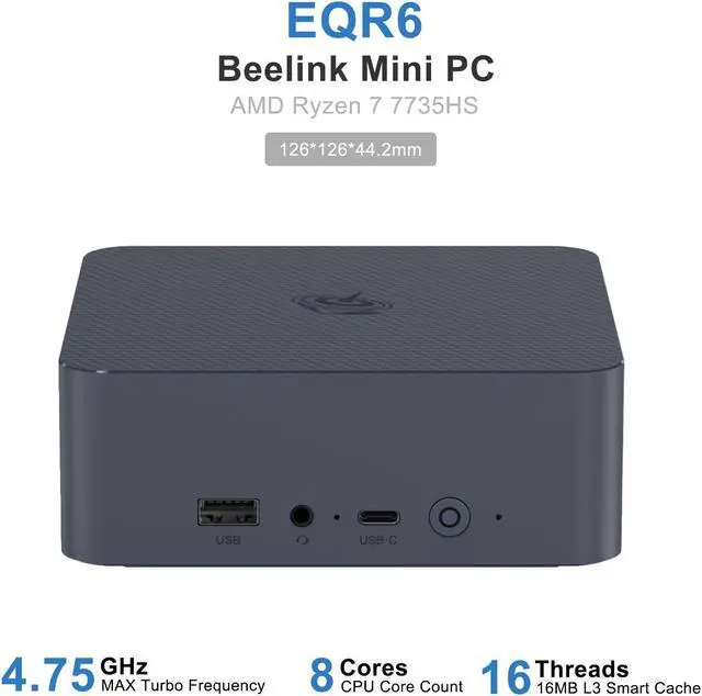 Beelink EQR6 ミニPC Ryzen7 7735HS 1TB Beelink EQR6 Mini Desktop PC with AMD Ryzen 7 6800U 8C/16T